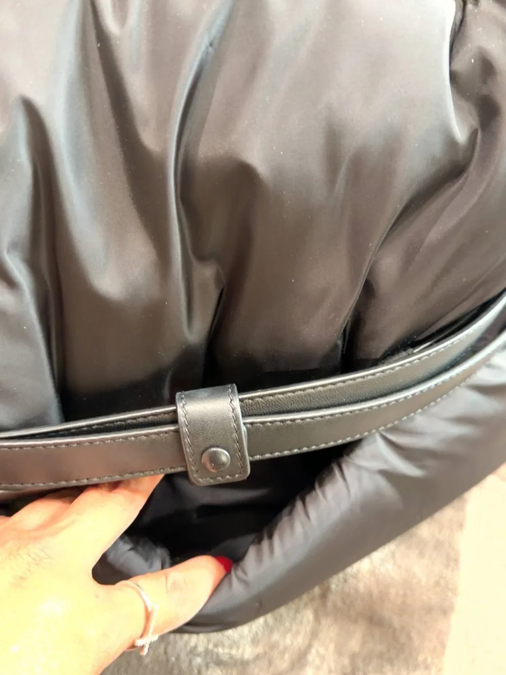 Moschino Men's Black Puffer Tote Bag with Leather Trim